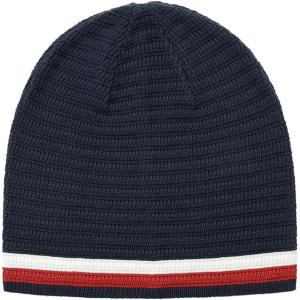 Tommy Hilfiger Men’s Ribbed Ottoman Beanie(Blue Striped)