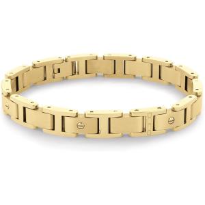 Tommy Hilfiger Men’s Screws Ionic Plated Black Steel Link Bracelet(Gold Plated)