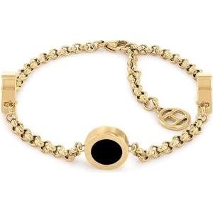 Tommy Hilfiger Women’s Jewelry Ionic Gold Plated Steel, Black Onyx Stone Chain Bracelet, Color: Gold Plated (Model: 2780659)