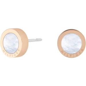 Tommy Hilfiger Women’s Jewelry Ionic Plated Carnation Gold Steel, Mother of Pearl Stud Earrings, Color: Carnation Gold (Model: 2780663)
