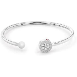 Tommy Hilfiger Women’s Jewelry Open Bangle with Crystals Color: Silver (Model: 2780570)