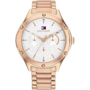 Tommy Hilfiger Women’s Quartz Multi-Function Watch with Textured Dial and Crystal Bezel – Gift for Her(Rose Gold)