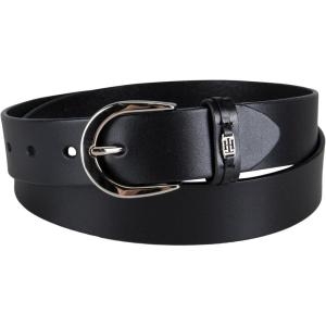 Tommy Hilfiger Women’s TH Ornament Logo Casual Leather Belt for Jeans, Trousers and Dresses(Black)