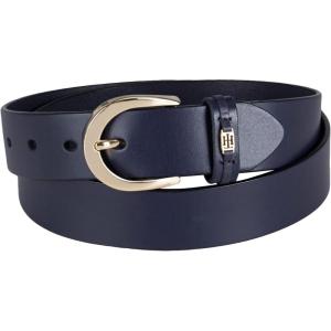 Tommy Hilfiger Women’s TH Ornament Logo Casual Leather Belt for Jeans, Trousers and Dresses(Navy Casual)