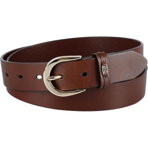 Tommy Hilfiger Women’s TH Ornament Logo Casual Leather Belt for Jeans, Trousers and Dresses(Tan)