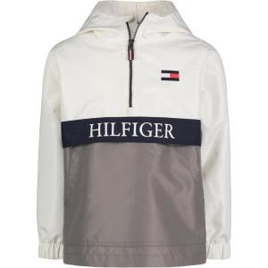 Tommy Hilfiger boys Lightweight Popover Windbreaker With Hood(Snow White)
