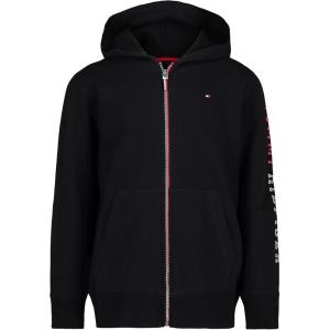 Tommy Hilfiger boys Long Sleeve Fleece Full Zip Hoodie With Front Pockets(Prep Tommy Black)