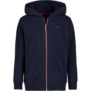 Tommy Hilfiger boys Long Sleeve Fleece Full Zip Hoodie With Front Pockets(Sig Stripe Navy Blazer)