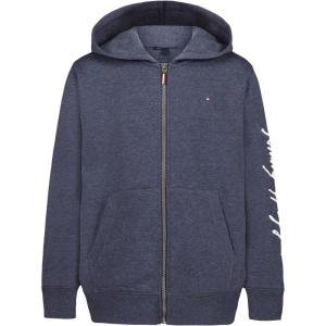 Tommy Hilfiger boys Long Sleeve Fleece Full Zip Hoodie With Front Pockets(Signature Navy Blazer Heather)