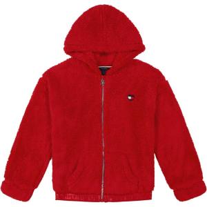 Tommy Hilfiger girls Fleece Pullover Crewneck Sweatshirt(Chili Pepper)
