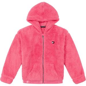 Tommy Hilfiger girls Fleece Pullover Crewneck Sweatshirt(Hot Pink)
