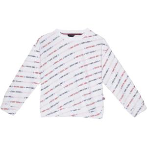 Tommy Hilfiger girls Fleece Pullover Crewneck Sweatshirt(White Logo)
