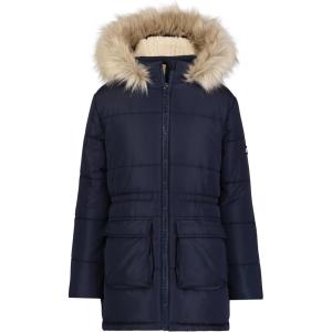 Tommy Hilfiger girls Long Length Heavyweight Puffer Jacket With Polar Fleece Lining(Anorak Navy)