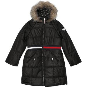 Tommy Hilfiger girls Long Length Heavyweight Puffer Jacket With Polar Fleece Lining(Black)