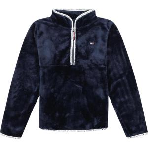 Tommy Hilfiger girls Long Sleeve Quarter-zip Fleece Pullover Sweatshirt(Navy Chipie)