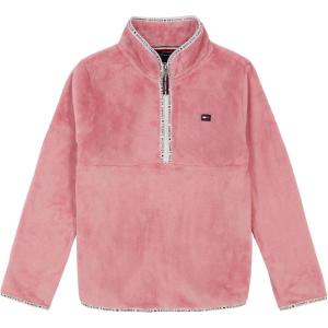 Tommy Hilfiger girls Long Sleeve Quarter-zip Fleece Pullover Sweatshirt(Primrose Chipie)
