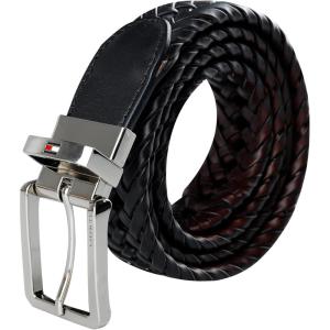Tommy Hilfiger mens Reversible Braided Belt(Black/Brown)