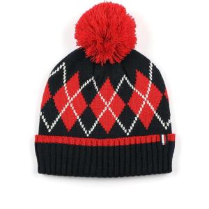 Tommy Hilfiger womens Argyle Pom Cuff Hat(Desert Sky Multi)