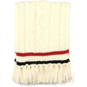 Tommy Hilfiger womens Cable With Stripe Scarf(Ecru Multi)