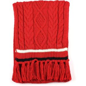 Tommy Hilfiger womens Cable With Stripe Scarf(Primary Red Multi)