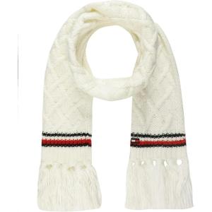Tommy Hilfiger womens Lattice Cable With Stripes Scarf(Ivory Lattice)