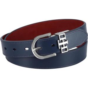 Tommy Hilfiger womens Two-in-one Reversible Slim Width Casual Leather Belt for Jeans, Trousers and Dresses(Navy/Red)
