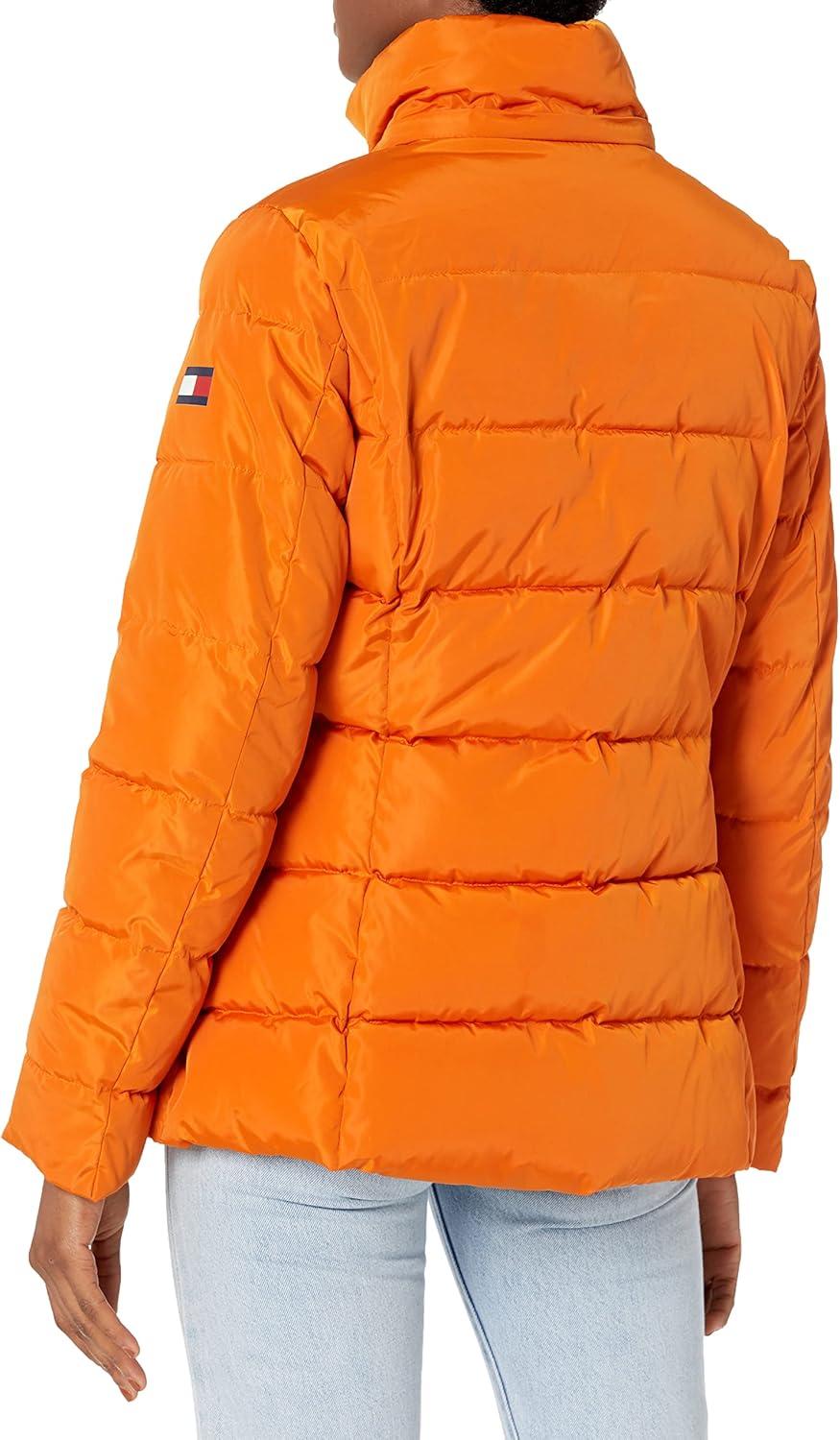 imageTOMMY HILFIGER womens Fur Hood Zip Up Short Puffer JacketPumpkin