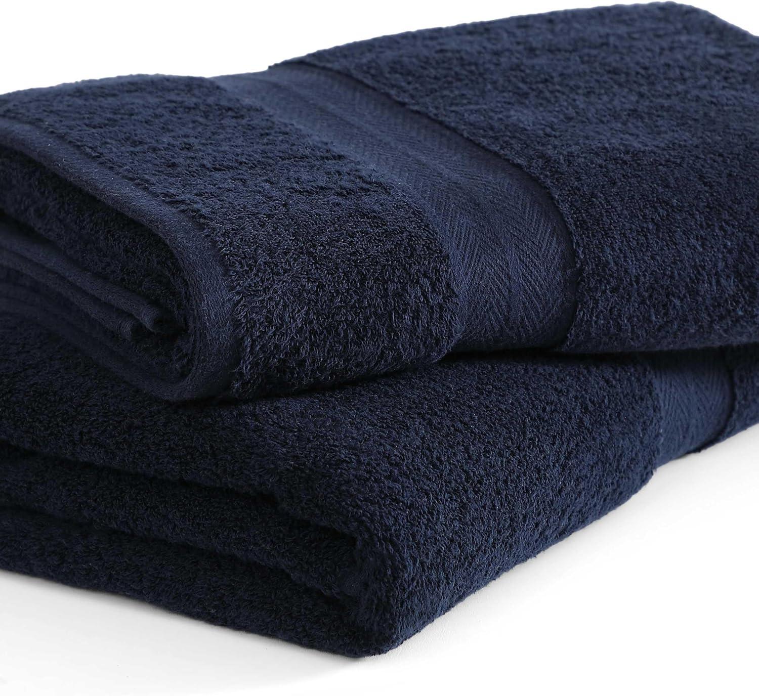imageTommy Hilfiger Bath Towel Set Absorbent Cotton Terry with Zero Twist Medium Weight OekoTex Certified Modern American White 6 PieceDark Blue