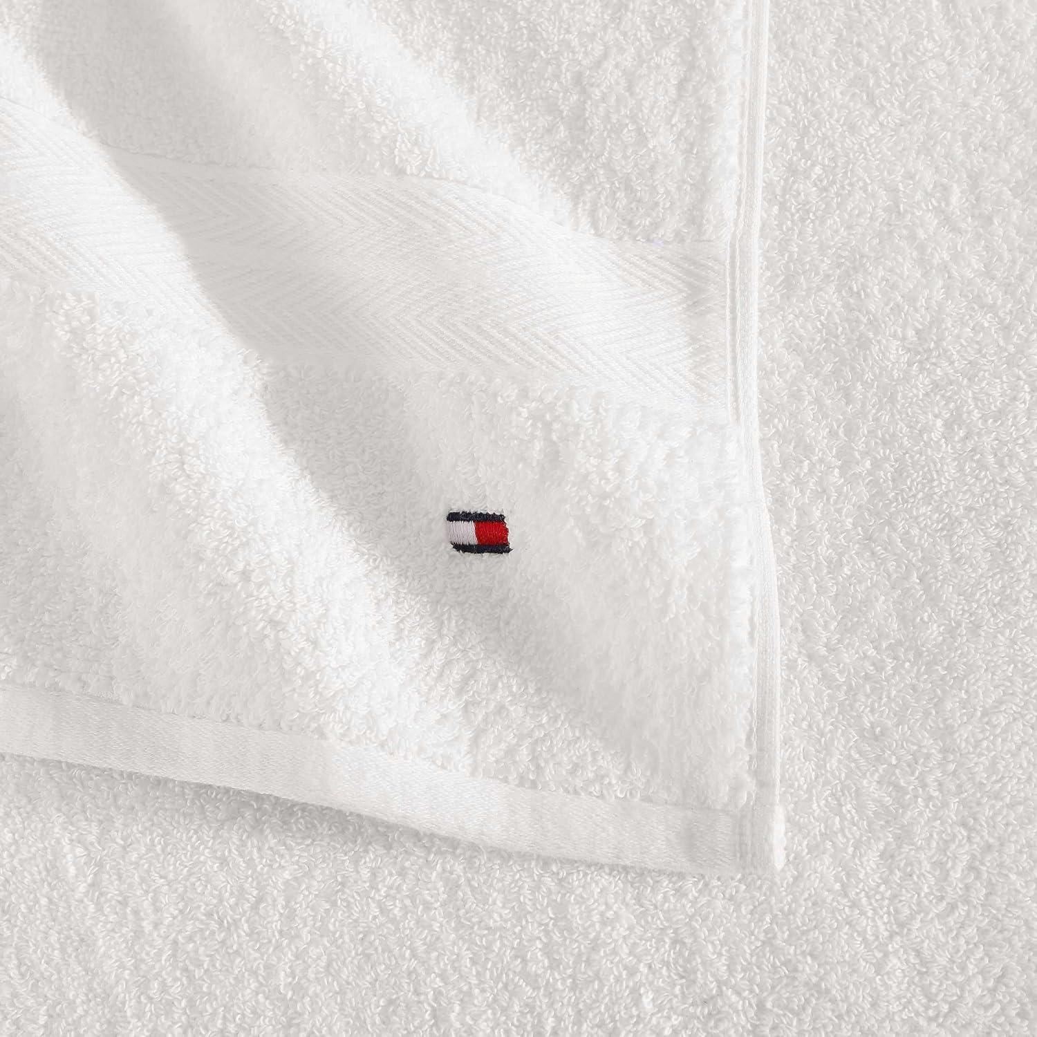 imageTommy Hilfiger Bath Towel Set Absorbent Cotton Terry with Zero Twist Medium Weight OekoTex Certified Modern American White 6 PieceWhite
