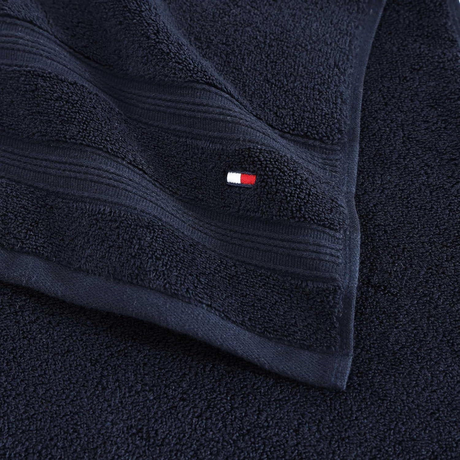 imageTommy Hilfiger Bath Towels UltraSoft ampamp Quick Drying with Zero Twist 600 GSM Bathroom Towels with Iconic Flag Accent Harborside Solid White 6 PieceHarborside Solid Navy