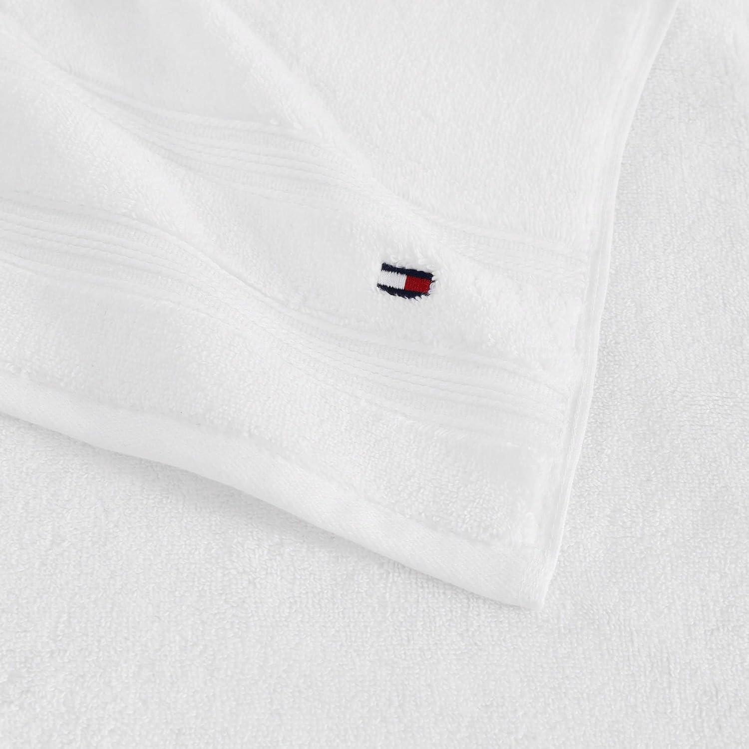 imageTommy Hilfiger Bath Towels UltraSoft ampamp Quick Drying with Zero Twist 600 GSM Bathroom Towels with Iconic Flag Accent Harborside Solid White 6 PieceHarborside Solid White