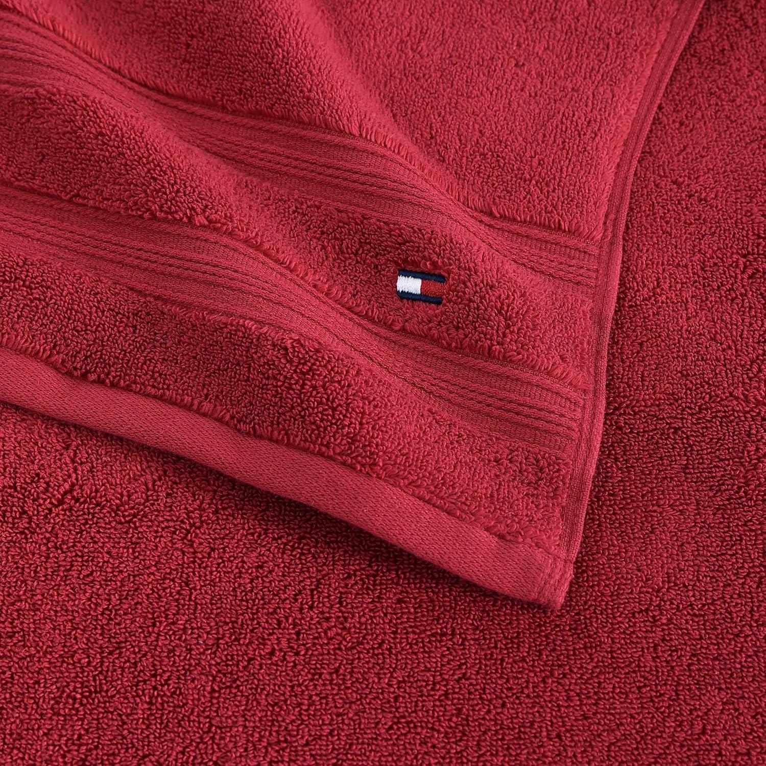 imageTommy Hilfiger Bath Towels UltraSoft ampamp Quick Drying with Zero Twist 600 GSM Bathroom Towels with Iconic Flag Accent Harborside Solid White 6 PieceHarborside Solid Red