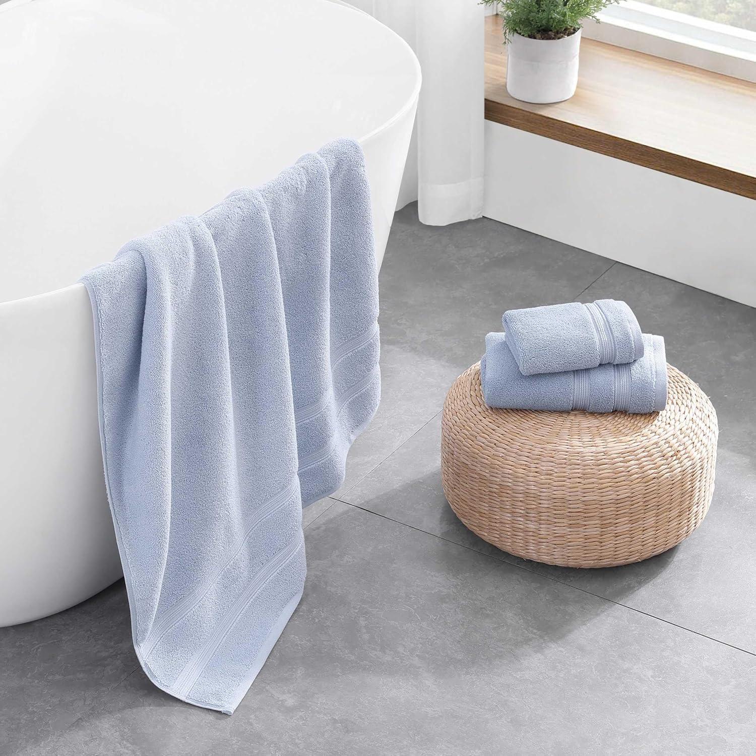 imageTommy Hilfiger Bath Towels UltraSoft ampamp Quick Drying with Zero Twist 600 GSM Bathroom Towels with Iconic Flag Accent Harborside Solid White 6 PieceHarborside Solid Light Blue