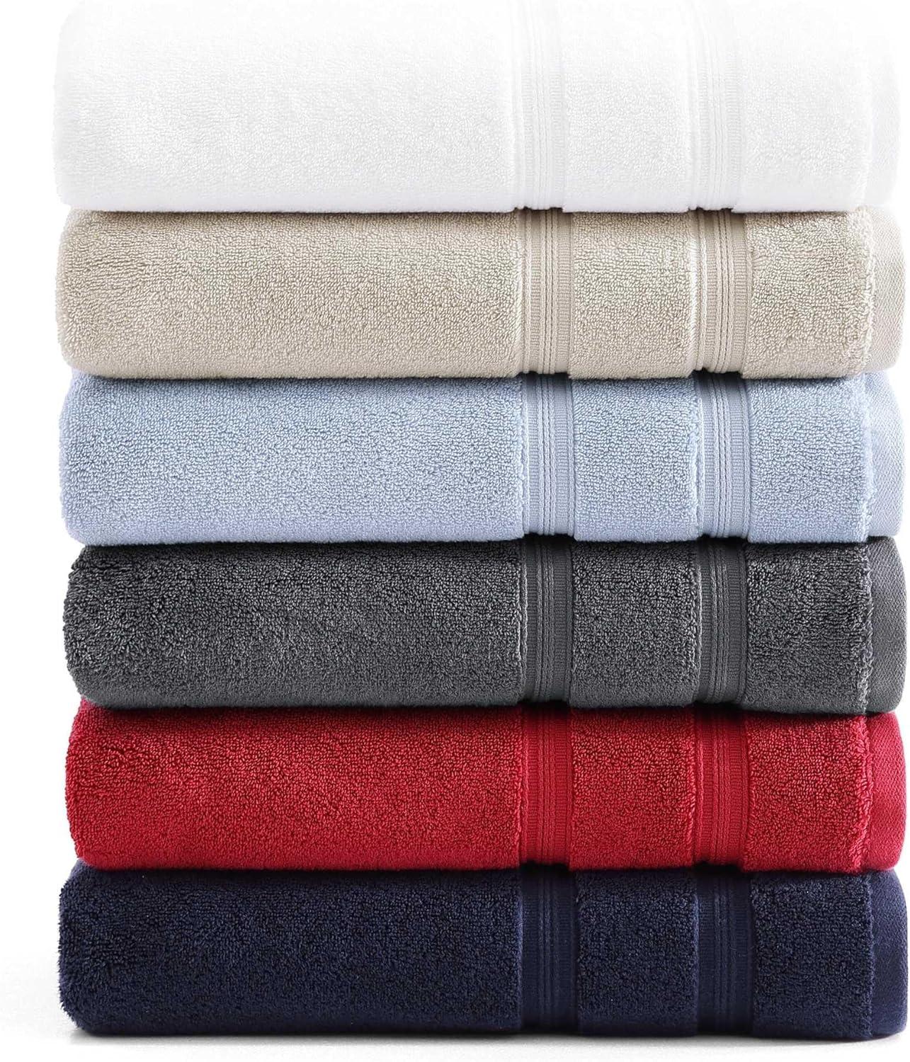 imageTommy Hilfiger Bath Towels UltraSoft ampamp Quick Drying with Zero Twist 600 GSM Bathroom Towels with Iconic Flag Accent Harborside Solid White 6 PieceHarborside Solid Light Blue