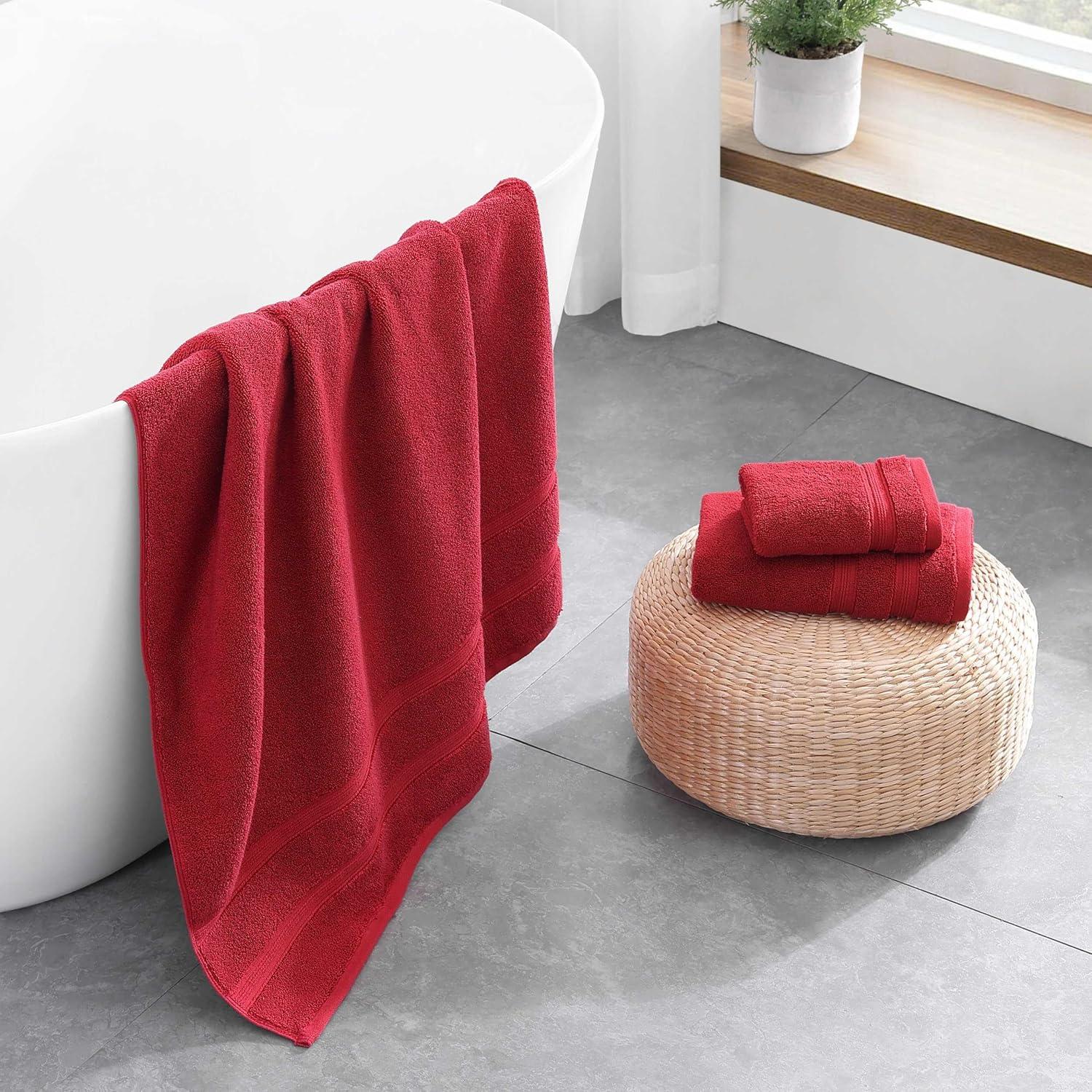 imageTommy Hilfiger Bath Towels UltraSoft ampamp Quick Drying with Zero Twist 600 GSM Bathroom Towels with Iconic Flag Accent Harborside Solid White 6 PieceHarborside Solid Red