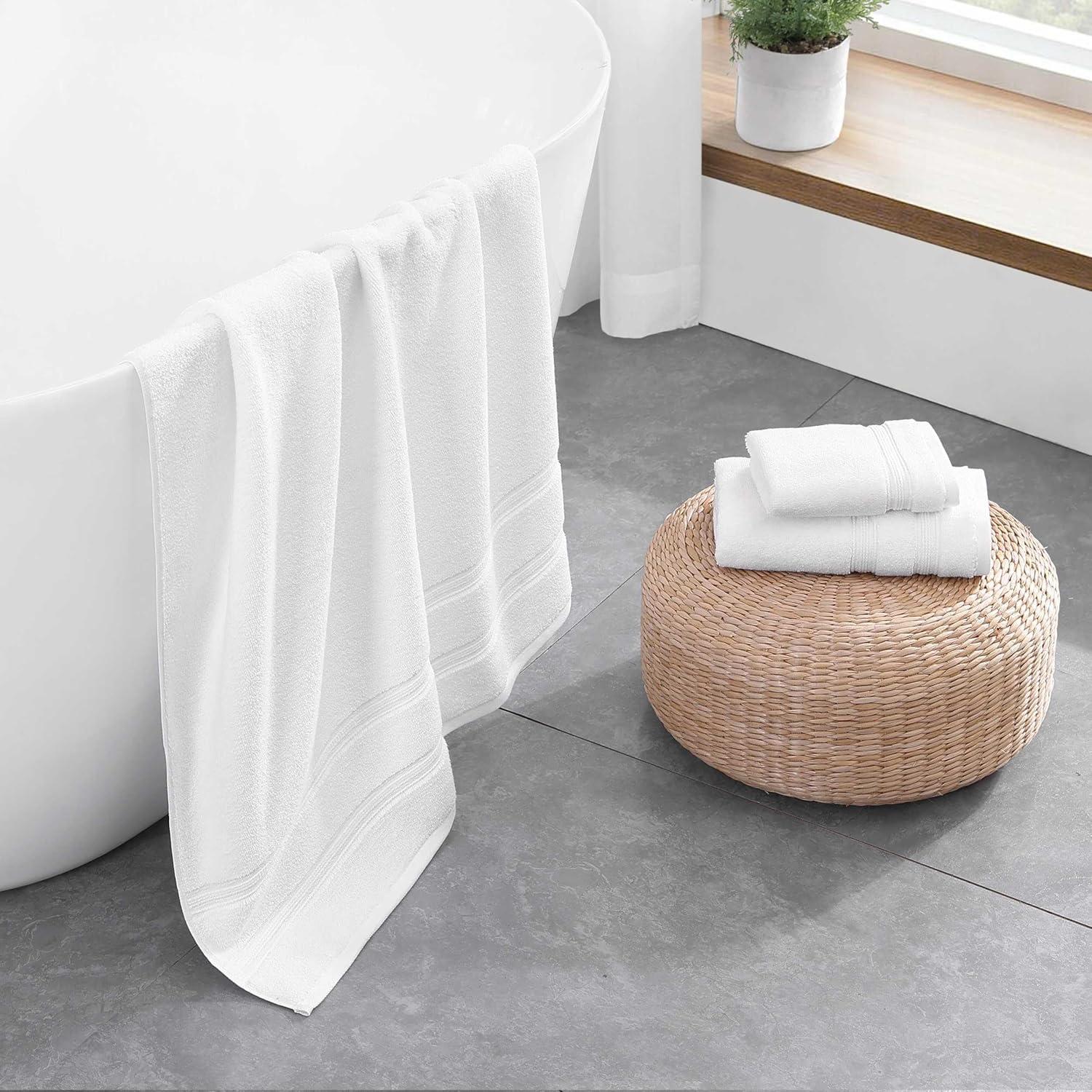 imageTommy Hilfiger Bath Towels UltraSoft ampamp Quick Drying with Zero Twist 600 GSM Bathroom Towels with Iconic Flag Accent Harborside Solid White 6 PieceHarborside Solid White