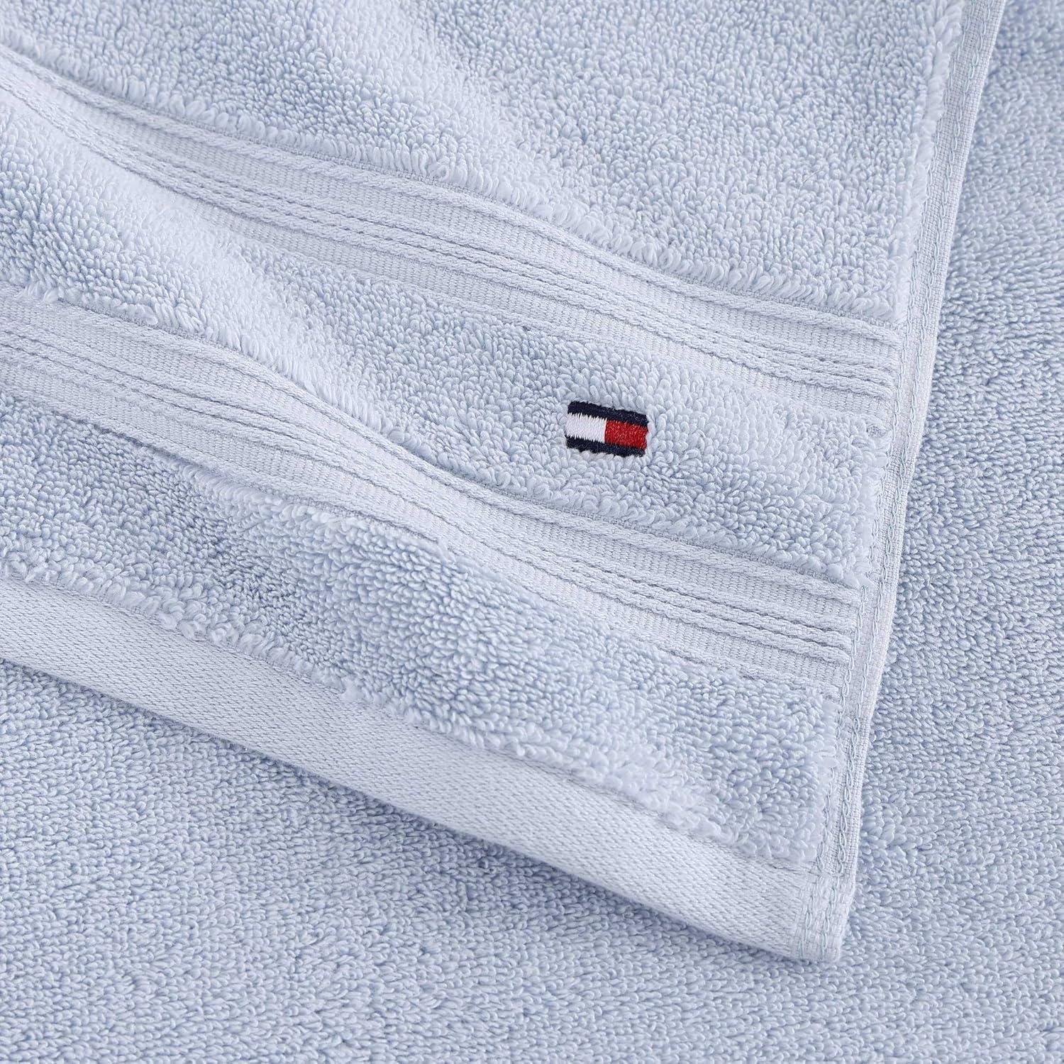 imageTommy Hilfiger Bath Towels UltraSoft ampamp Quick Drying with Zero Twist 600 GSM Bathroom Towels with Iconic Flag Accent Harborside Solid White 6 PieceHarborside Solid Light Blue