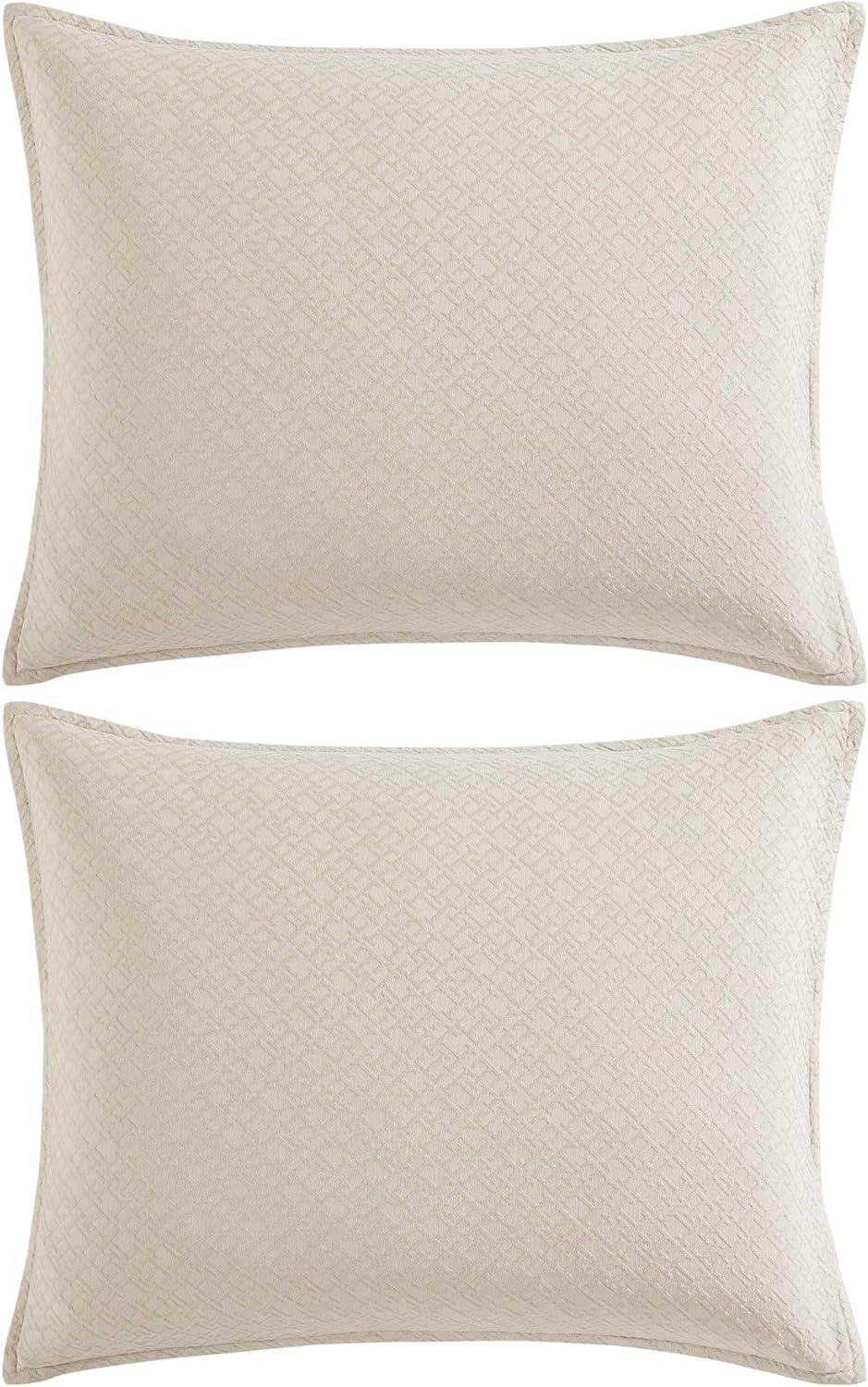 imageTommy Hilfiger Comforter Set Luxuriously Soft Cotton Matelass Bedding with Matching Shams Textured Design Monogram Beige FullQueenMonogram Matelass Beige