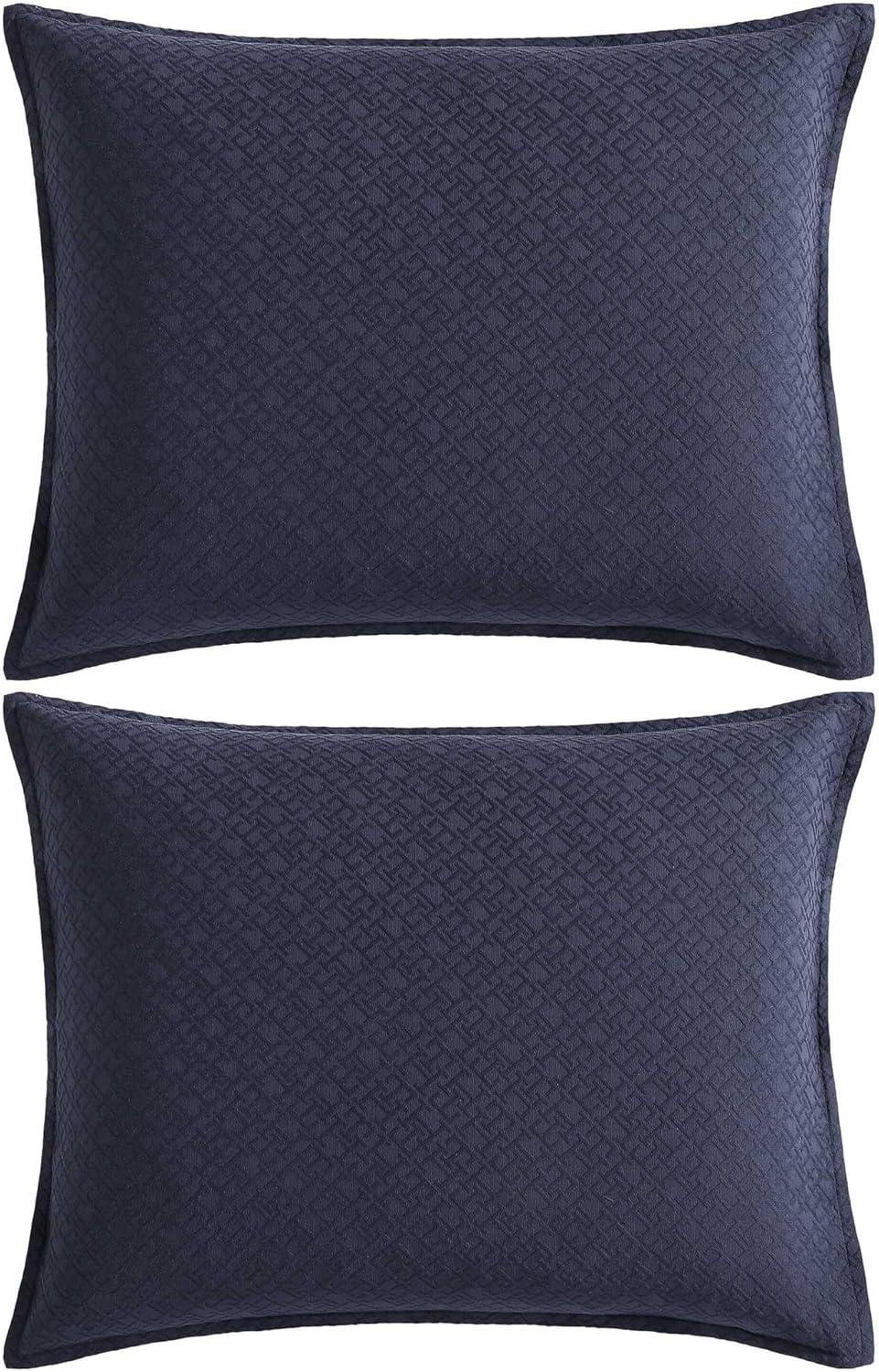 imageTommy Hilfiger Duvet Set Luxuriously Soft Cotton Bedding with Matching Shams Textured Design Monogram Matelass White FullQueenMonogram Matelass Navy