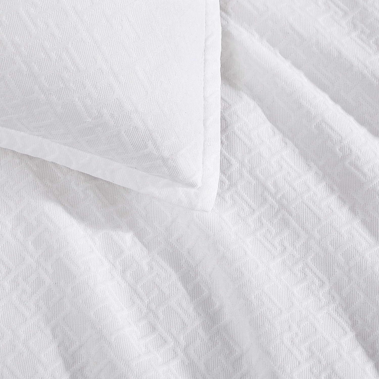 imageTommy Hilfiger Duvet Set Luxuriously Soft Cotton Bedding with Matching Shams Textured Design Monogram Matelass White FullQueenMonogram Matelass White