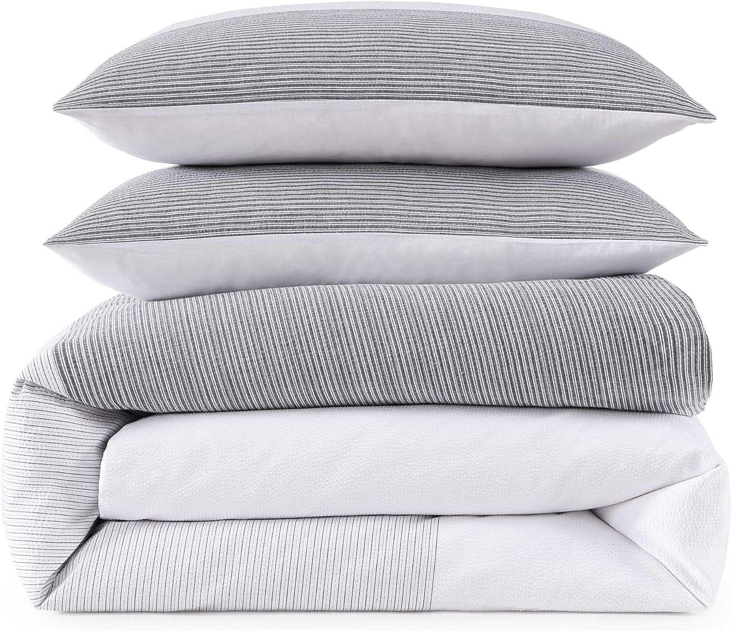 imageTommy Hilfiger Duvet Set Luxuriously Soft Cotton Seersucker Bedding with Matching Sham Textured Design Montauk Blue TwinMontauk Blue