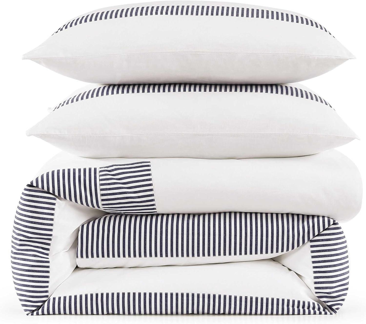 imageTommy Hilfiger Duvet Set Premium Soft Bedding with Matching Shams Coastal Design Madison Oxford Navy FullQueenKing