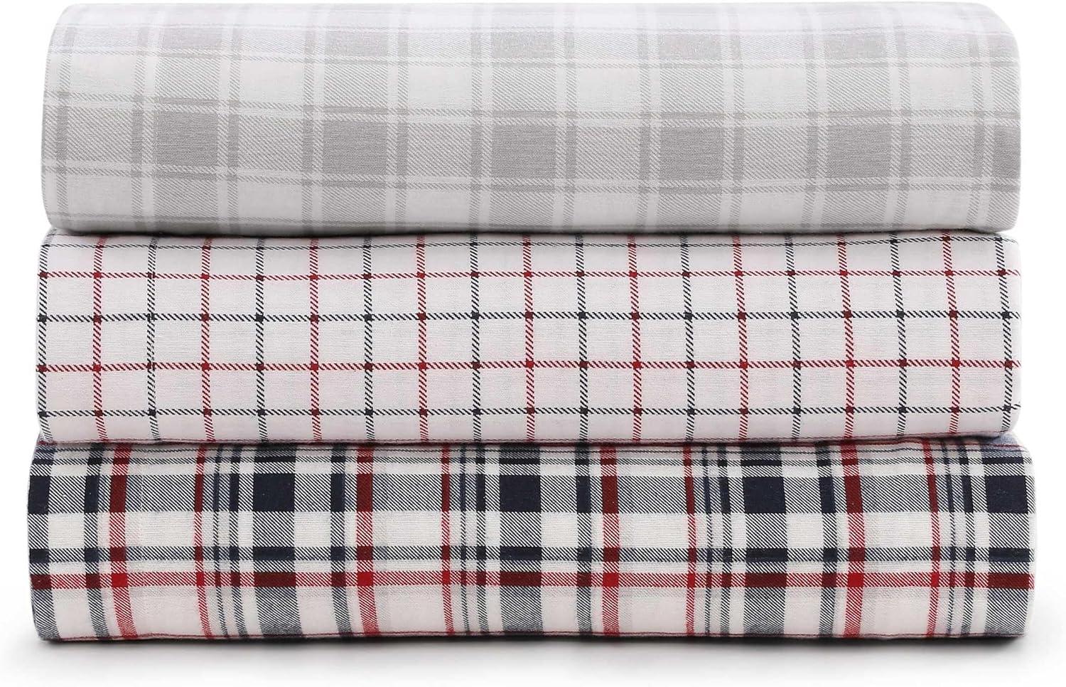 imageTommy Hilfiger Flannel Sheets King Size AntiPilling ampamp Wrinkle Resistant Cotton Touchably Soft for AllSeason Comfort Bed Sheets with Matching Pillowcase ampamp Fitted Sheet Mill Creek Plaid GreyGlenbrook Plaid Blue