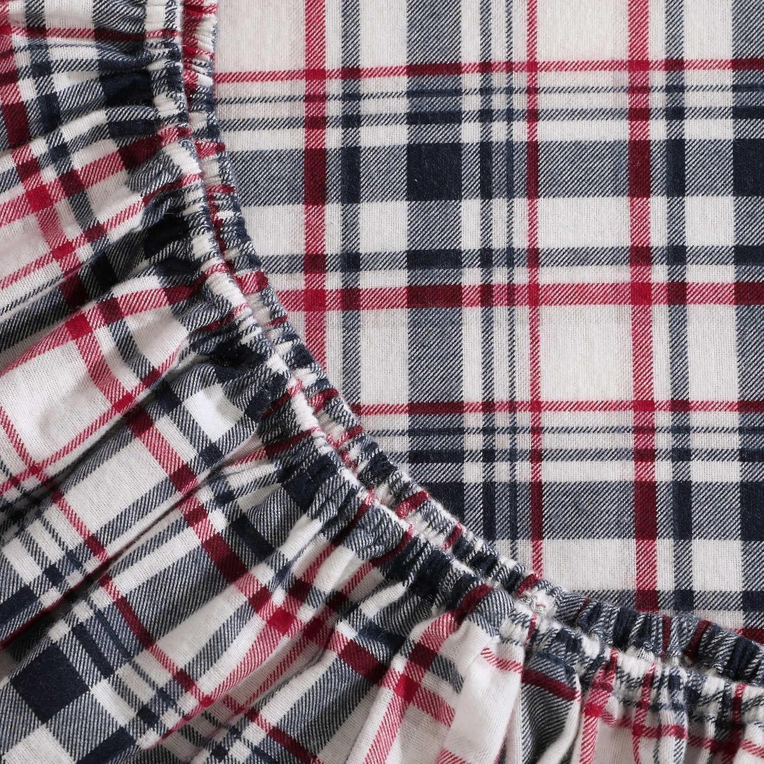 imageTommy Hilfiger Flannel Sheets King Size AntiPilling ampamp Wrinkle Resistant Cotton Touchably Soft for AllSeason Comfort Bed Sheets with Matching Pillowcase ampamp Fitted Sheet Mill Creek Plaid GreyGlenbrook Plaid Blue