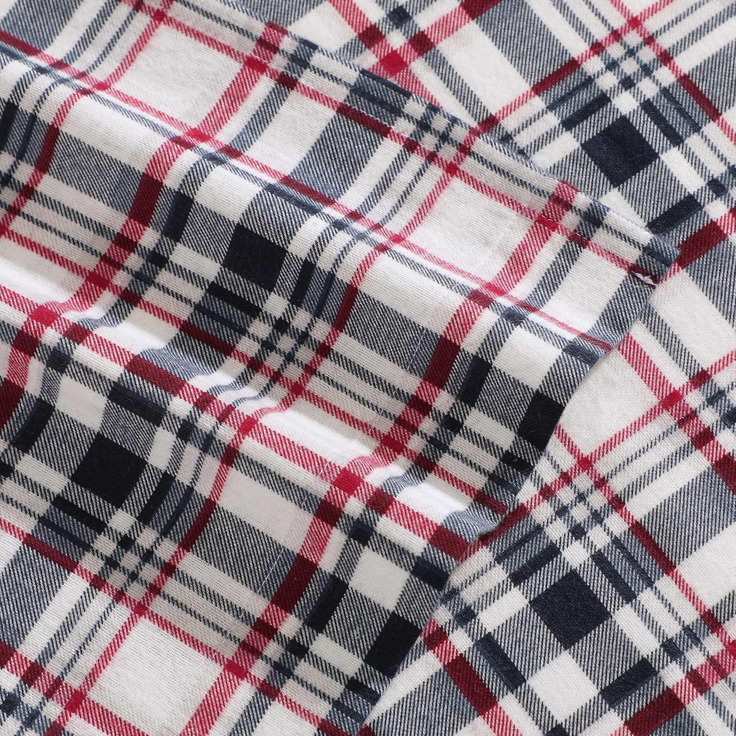 imageTommy Hilfiger Flannel Sheets King Size AntiPilling ampamp Wrinkle Resistant Cotton Touchably Soft for AllSeason Comfort Bed Sheets with Matching Pillowcase ampamp Fitted Sheet Mill Creek Plaid GreyGlenbrook Plaid Blue