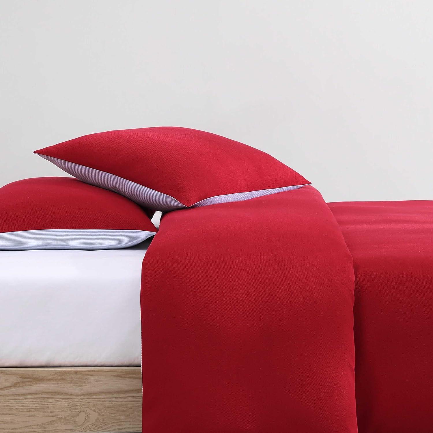 imageTommy Hilfiger Queen Comforter Set Soft ampamp Breathable Micro Piqu Cotton Bedding Lightweight Feel for Year Round Comfort 3 Piece Bed Set with Matching Pillowcases BlueMicro Pique Red