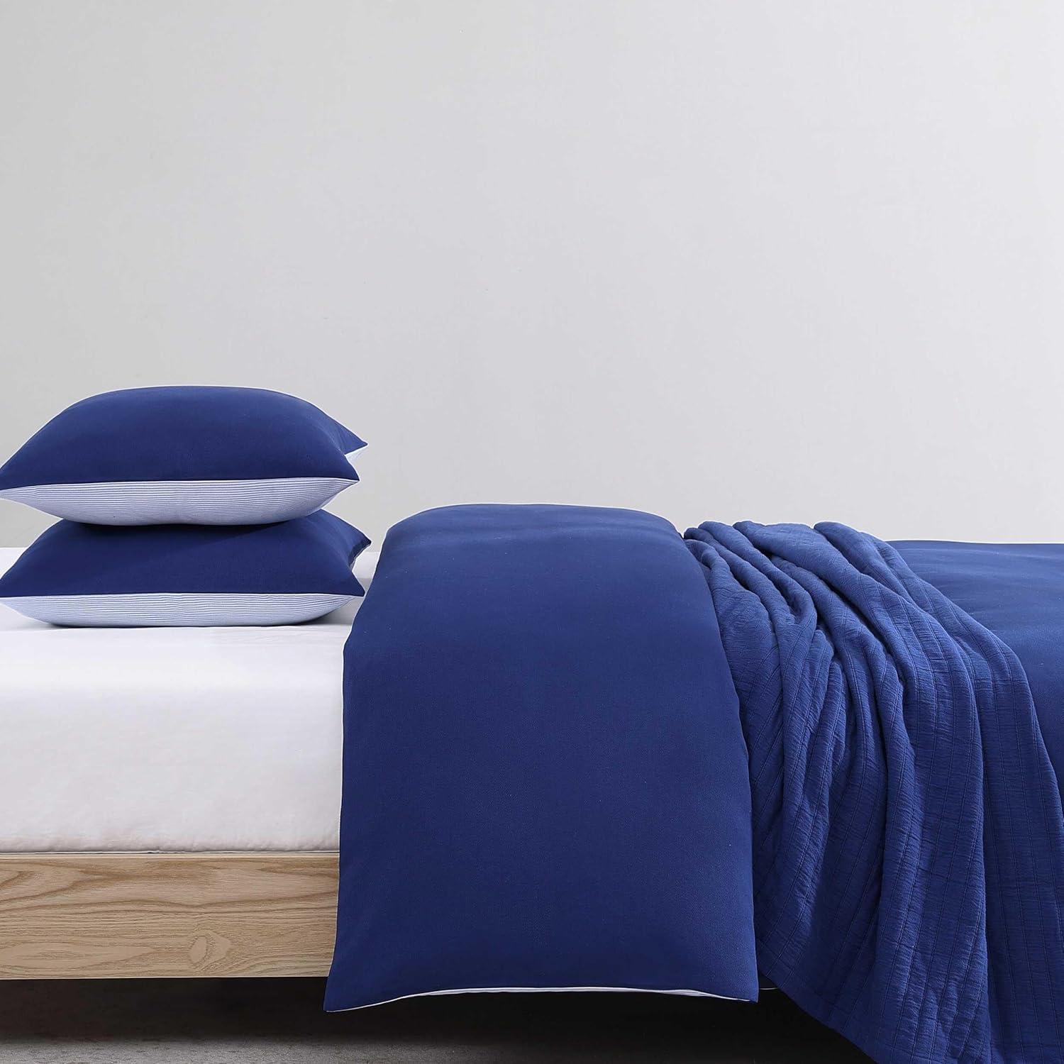 imageTommy Hilfiger Queen Comforter Set Soft ampamp Breathable Micro Piqu Cotton Bedding Lightweight Feel for Year Round Comfort 3 Piece Bed Set with Matching Pillowcases BlueMicro Pique Blue
