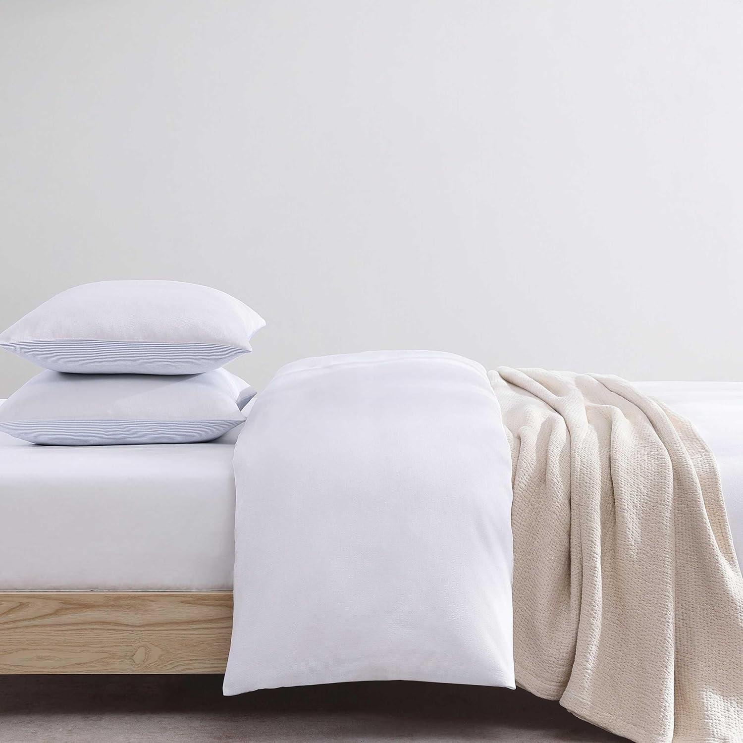 imageTommy Hilfiger Queen Comforter Set Soft ampamp Breathable Micro Piqu Cotton Bedding Lightweight Feel for Year Round Comfort 3 Piece Bed Set with Matching Pillowcases BlueMicro Pique White