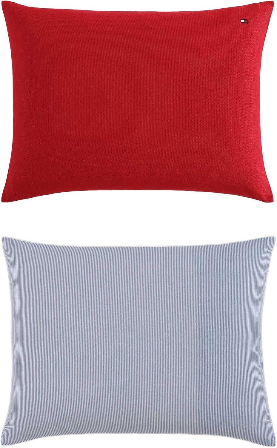 imageTommy Hilfiger Queen Comforter Set Soft ampamp Breathable Micro Piqu Cotton Bedding Lightweight Feel for Year Round Comfort 3 Piece Bed Set with Matching Pillowcases BlueMicro Pique Red