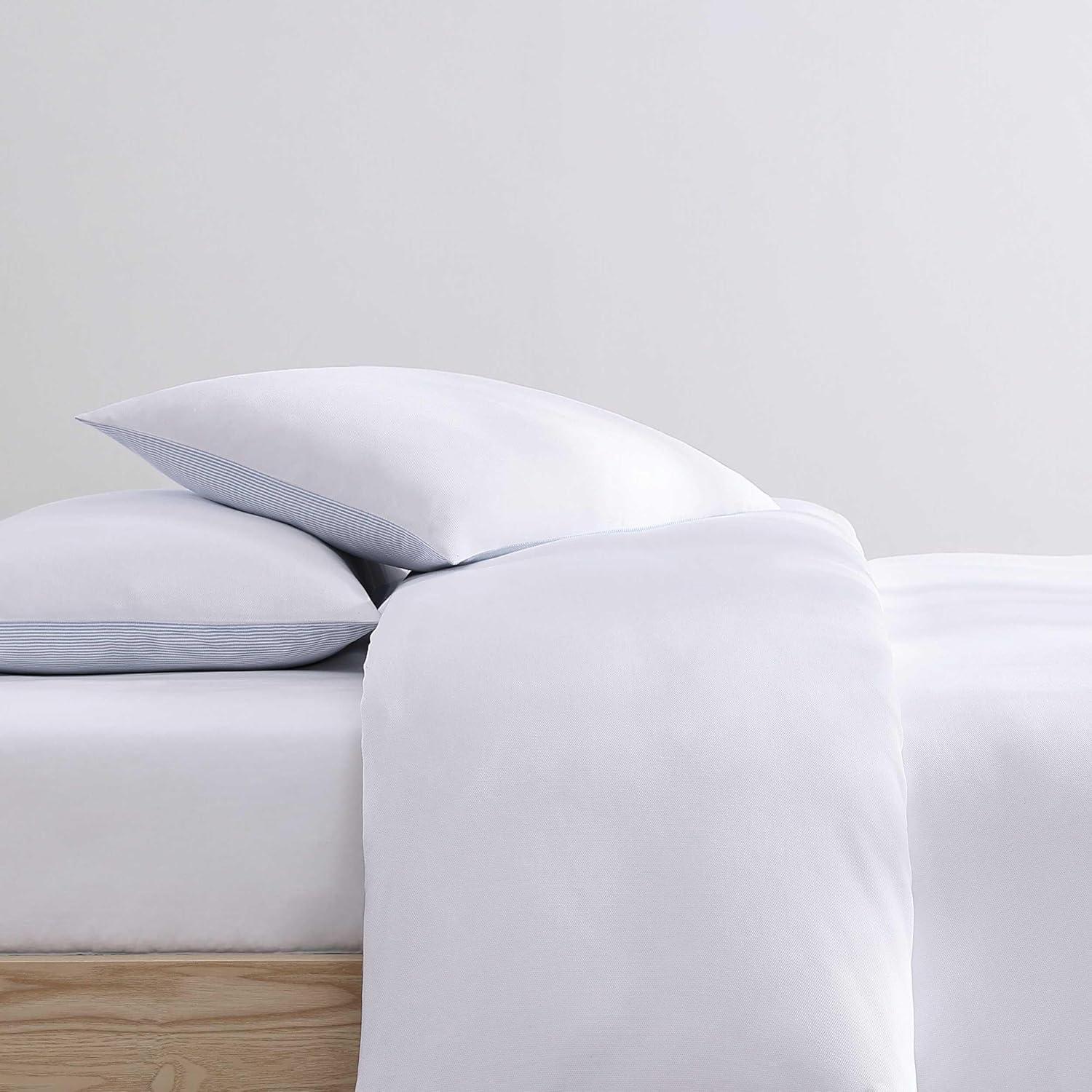 imageTommy Hilfiger Queen Comforter Set Soft ampamp Breathable Micro Piqu Cotton Bedding Lightweight Feel for Year Round Comfort 3 Piece Bed Set with Matching Pillowcases BlueMicro Pique White